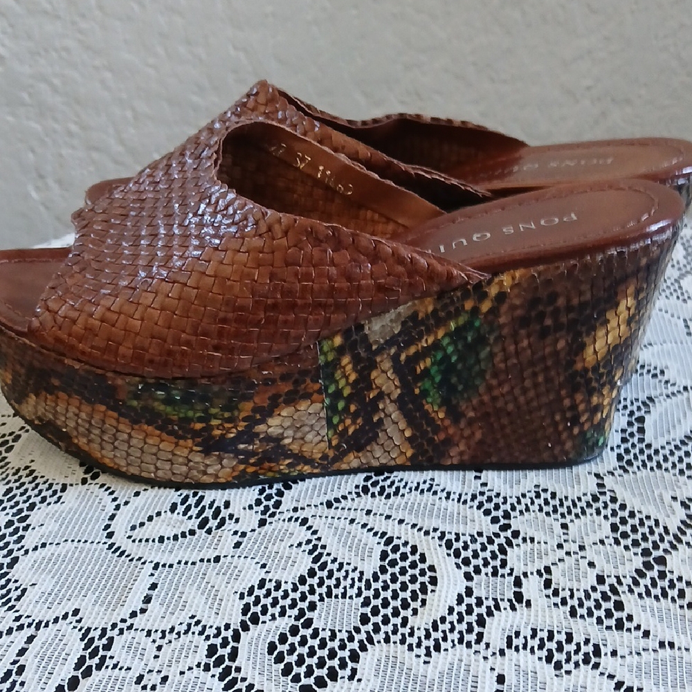 Pons Quintana Brown Woven Mules - Picture 2 of 9